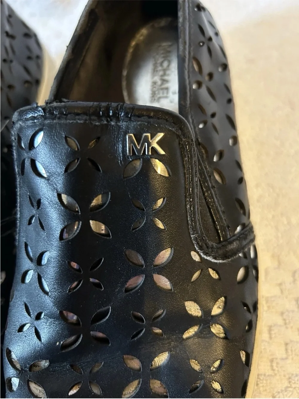 Michael Kors Black Slip-On Perforated Logo Sneakers